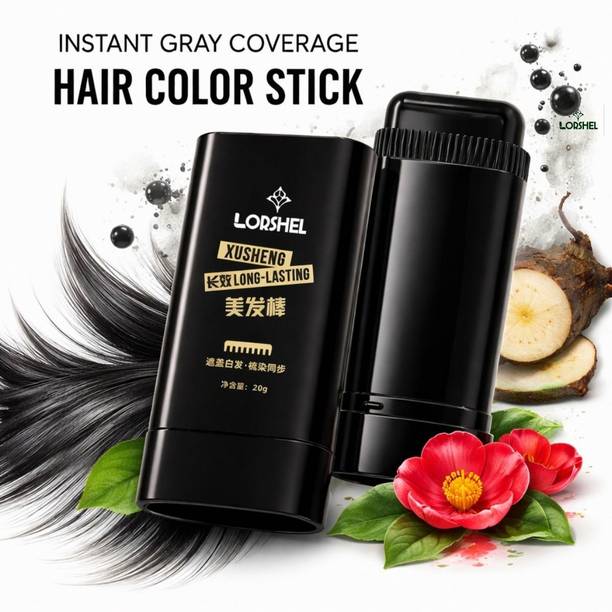 LORSHEL Instant Hair Color Comb | Quick Action Grey Hair Coverage Formula - Long , Black