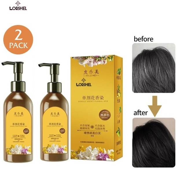 LORSHEL japanese hair dye shampoo | with Long Lasting Color Orignal , Black