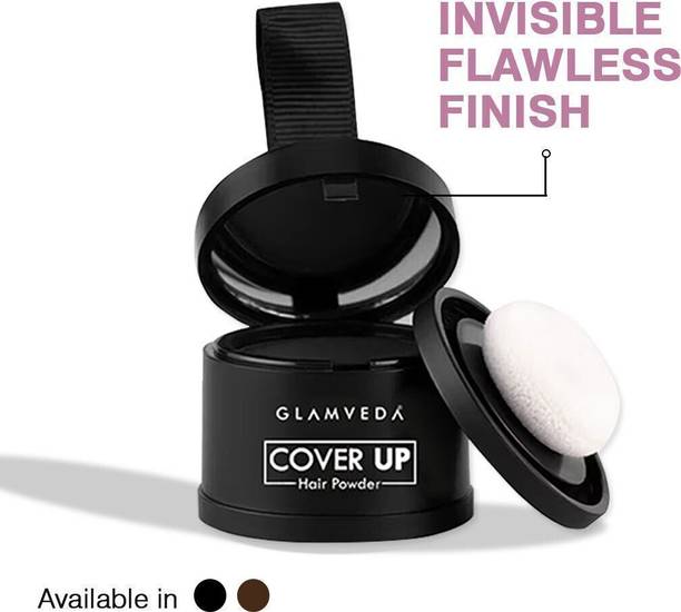 GLAMVEDA Hair Cover-Up Powder | Instant Coverage | Waterproof & Smudge-Proof , Black