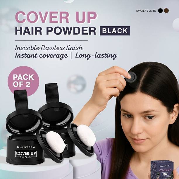 ग्लैमवेडा Hair Cover-Up Powder | Instant Coverage | Waterproof & Smudge-Proof| Pack of 2 हेयर कलर