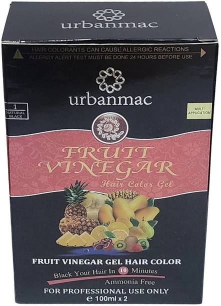 अर्बनमैक Fruit Vinegar Natural Black Hair Color Gel – 2 x 100ml (Ammonia-Free) हेयर कलर