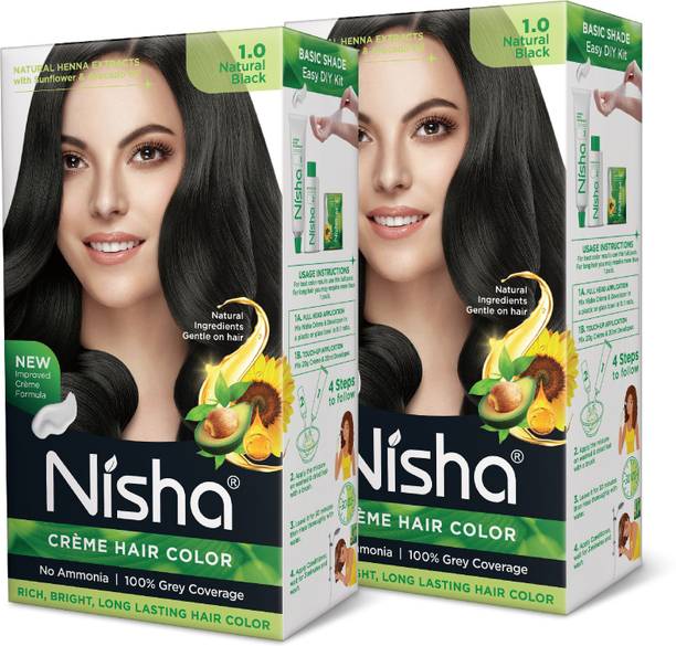 Nisha Creme Hair Colour 1 NATURAL BLACK , NATURAL BLACK 1