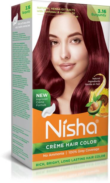 Nisha Creme Hair Color Rich Bright Long-Lasting Natural Henna Extract , Burgundy