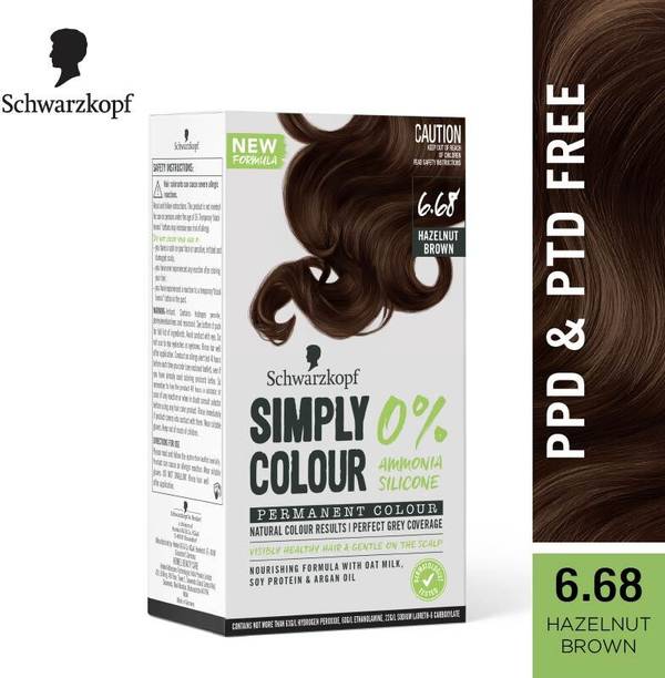 श्वार्ज़कोप्फ Simply Colour Permanent Hair Colour For 100% Grey Coverage-6.68 Hazelnut Brown हेयर कलर