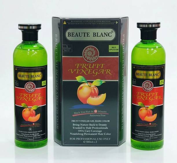 BEAUTÉ BLANC Fruit Vinegar Hair Color Gel, Natural Black Color Dye for Hair Care (500ml x 2) , Herbal Extracts and No Ammonia Pure Black Colour