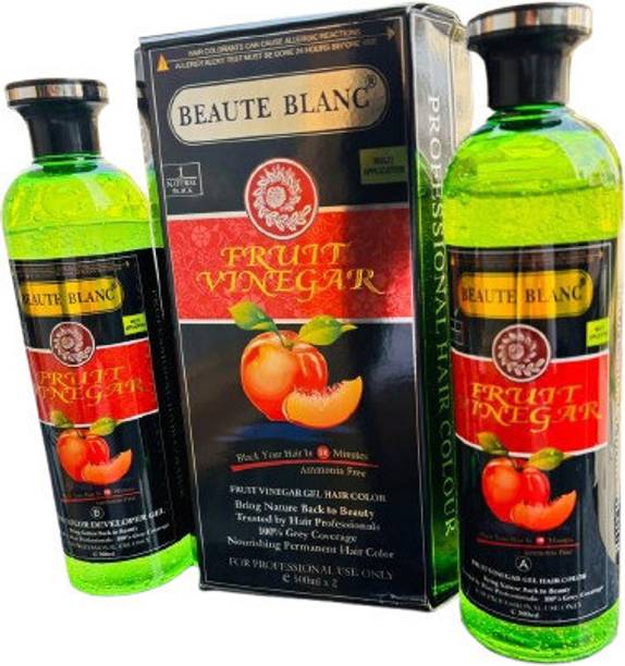 BEAUTE BLANC Fruit Vinegar Hair Color Black Hair in 10 Minutes , Natural Black, Black