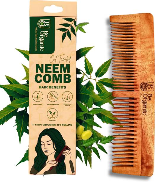 Be Organic Dual Lily Oil Treated Pure Kacchi Neem Wood Comb