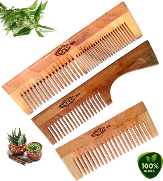 ncr Single & duel Tooth 100% Organic Neem Wood Comb For Hair Growth