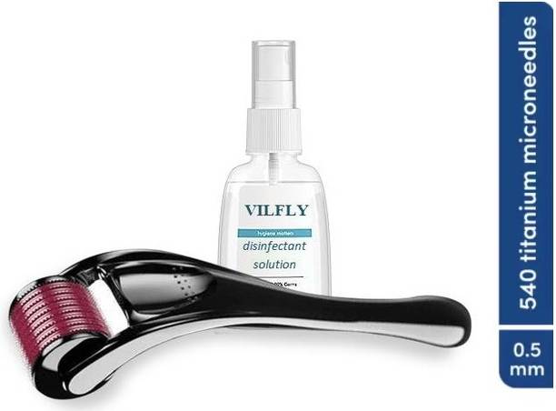 VILFLY HAIR Matters Derma Roller with Disinfectant 540 Micro 0.5mm Titanium Needle