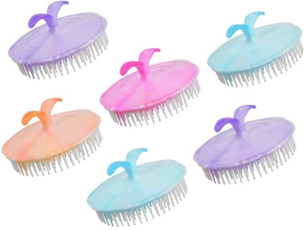 PMW Hand Grip Round Plastic Hair Comb- Pack 6 (multicolor)