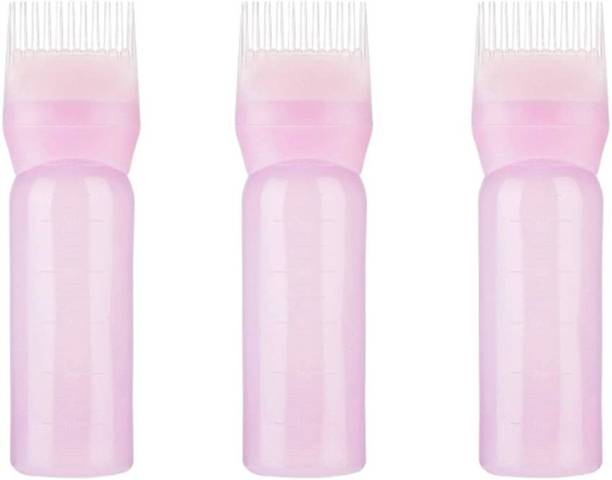 Stadash 3 Pcs Hair Dye Oil Applicator Bottle Hair Root Comb Applicator Bottle (Pink)