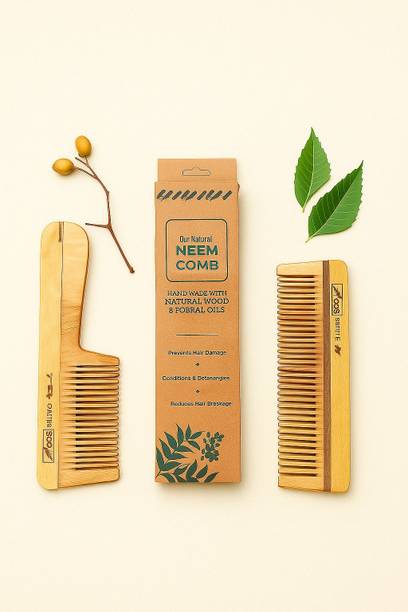 shre Wooden Comb for Women & Men| Wide Tooth Neem Comb for Hair & Scalp Care