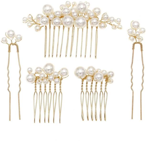 Jiyancreation Hair Accessories For Women Wedding Pearl Hair Combs Set of 5 PCS Hair Accessory Set