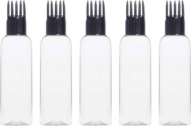 PHARCOS 100ML Hair root applicator bottle Refillable Clear & Black -5 Round