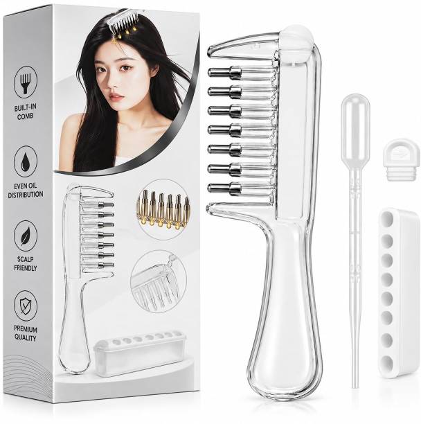 H N R Hair Oil Applicator Comb, Refillable Scalp Massager & Liquid Dispenser