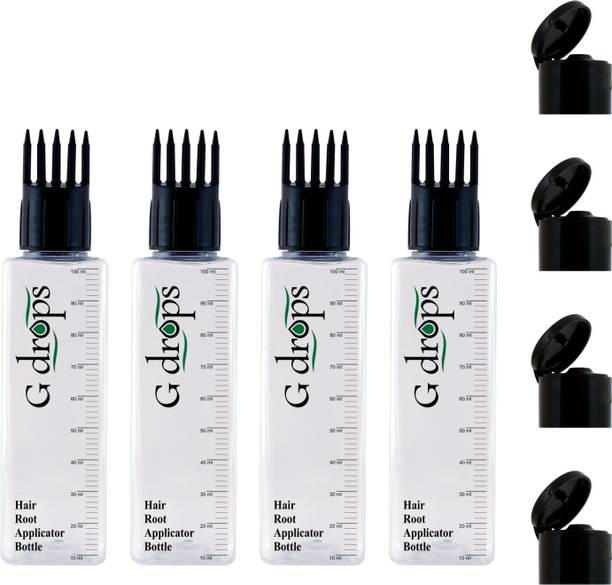 G drops Hair Root Applicator Bottle with Comb Cap, Scalp Oil Dispenser,100ml (Pack of 4)