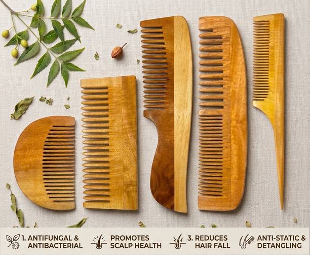 ncr Pure Kacchi Neem Wooden Hair Comb.