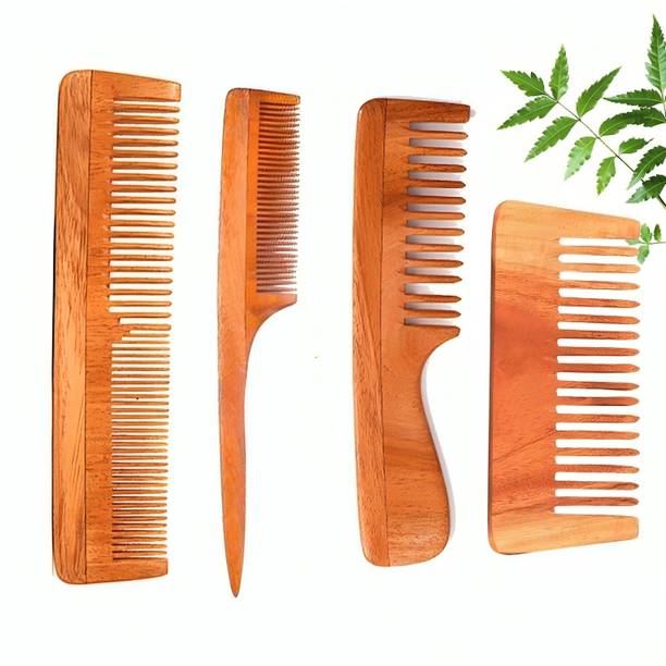 averX Kacchi Neem Wood Comb - Natural Haircare Infused with Neem Oil & Herbal Extracts