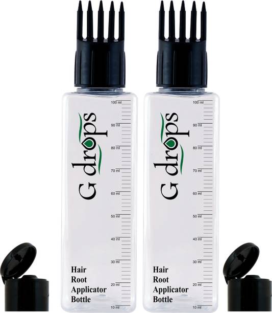 G drops Hair Root Applicator Bottle with Comb Cap, Scalp Oil Dispenser,100ml (Pack of 2)