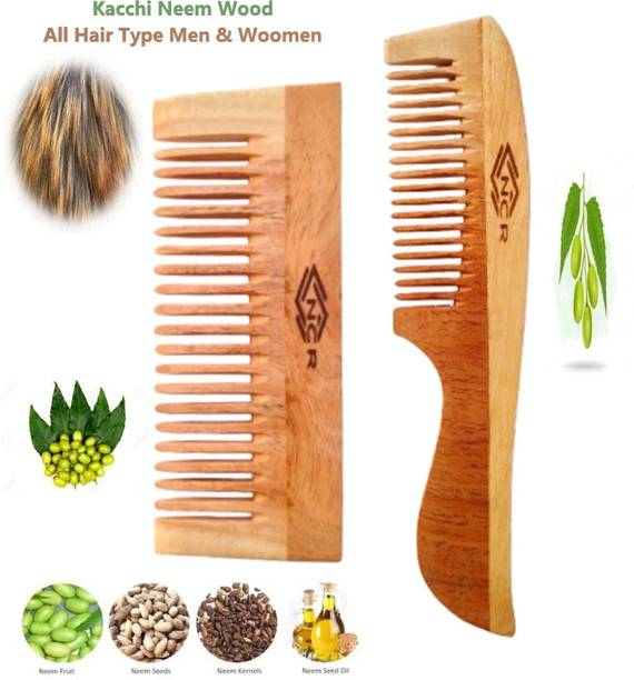 ncr All Hair Type Neem Wooden Hero,Duel Wooden Sampu Wooden Comb