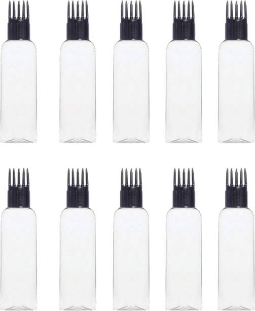 PHARCOS 100ML Hair root applicator bottle Refillable Clear & Black -10 Round