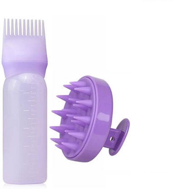 BBBIKINI Hair Massage Shampoo Brush and 6oz Hair Dyeing, Oil Applicator Bottle A