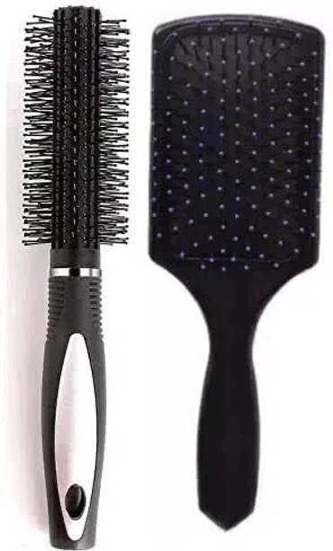 M.S TRADERS Round Rolling Curling Roller Comb Hair Brush With Professional Paddle Hair Comb