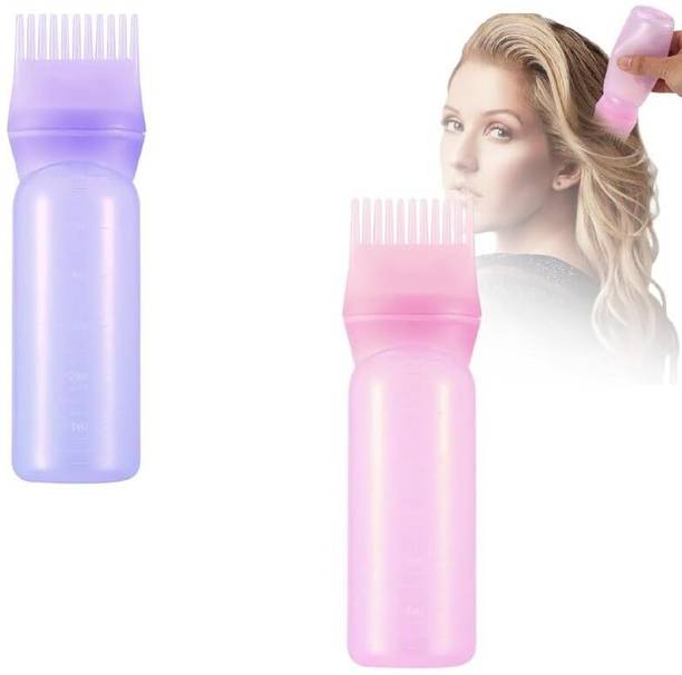 कौलदविशे 2pc Hair oil applicator bottle with comb root hair oil bottle for dye tool