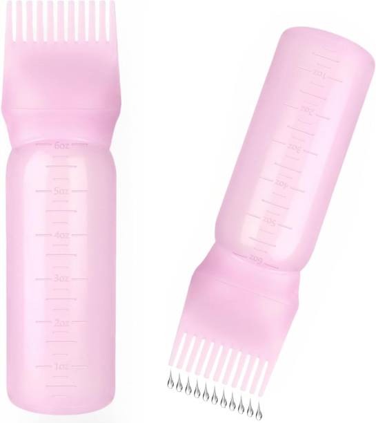 Stadash 2 Pcs Hair Dye Oil Applicator Bottle Hair Root Comb Applicator Bottle (Pink)
