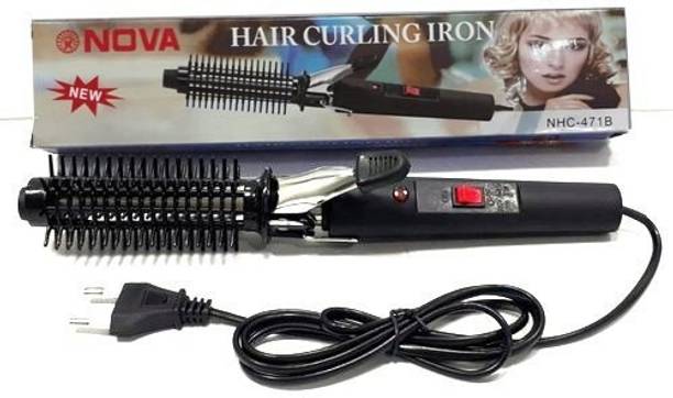 SPINFLUE Women Iron Rod Brush Styler Hair Care Curler Curl Curling Straightener 45W - Hair Curler (Black & Silver) Hair Curler