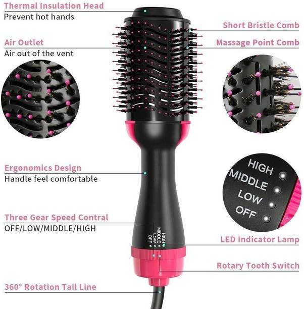DN BROTHERS Hair Dryer And Volumizer, Hot Air Brush for Drying Curling&Styling D204 Hair Curler