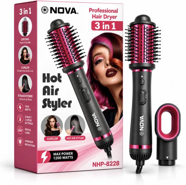 NOVA NHP 8228/02 3 in 1 Hot Air Brush | One Step Volumizer and Hair Dryer