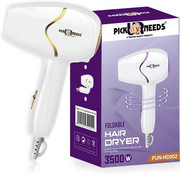 Pick Ur Needs Portable Mini Professional Hair Dryer 3500W with Foldable Handle(Gold) Hair Dryer