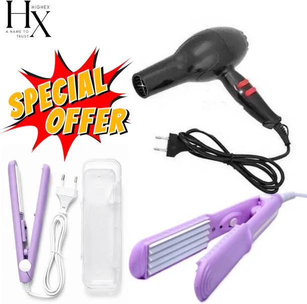 HIGHEX Hair Dryer 6130 + Mini Straightener + Hair Crimper 8006 Hair Dryer