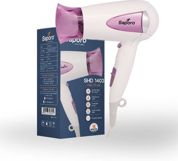 SAPORO SHD 1403 Hair Dryer - 2 Heat & Speed Settings - Foldable Handle Hair Dryer