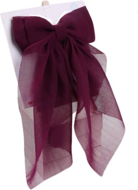 house of common Luxury Georgette Long Hair Bow Clip for Women & Girls | Fancy Stylish Barrette Hair Clip