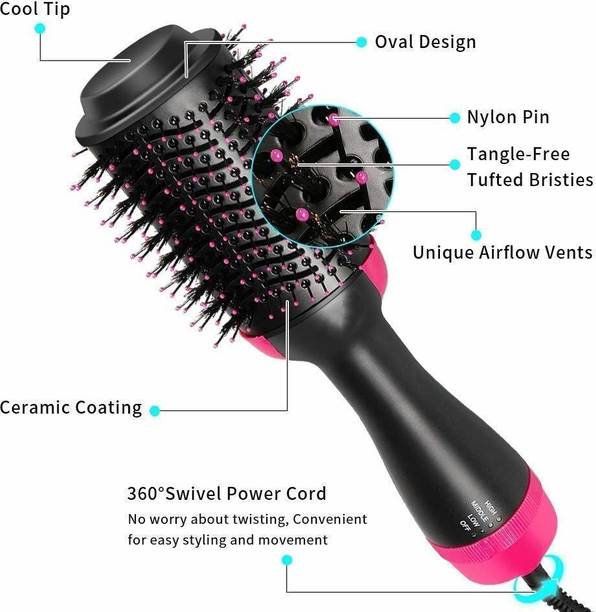 WAIRIT Hair Dryer Brush – Hot Air Styler for Blow Drying, Straightening, Curling W84 Hair Curler