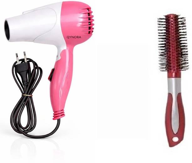 Qynora Hair Dryer for Men & Women with Round Brush - 2 Heat & Speed Settings Hair Dryer