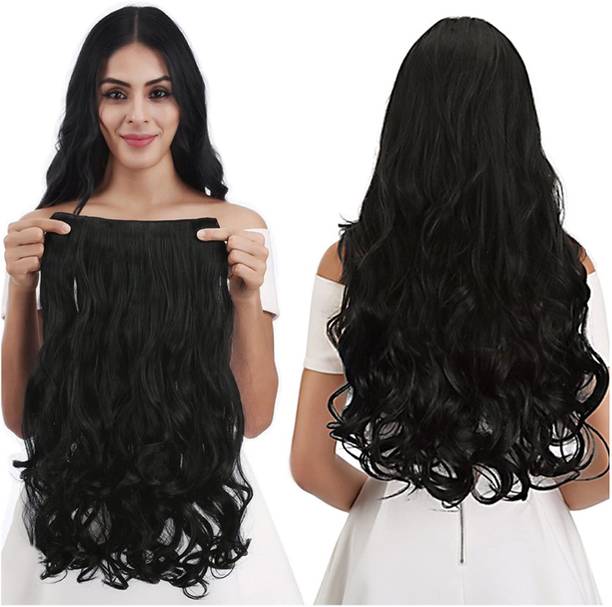 PrimeBerie Stylish Silky Black Wavy\Curly 24 inch Hair Extension