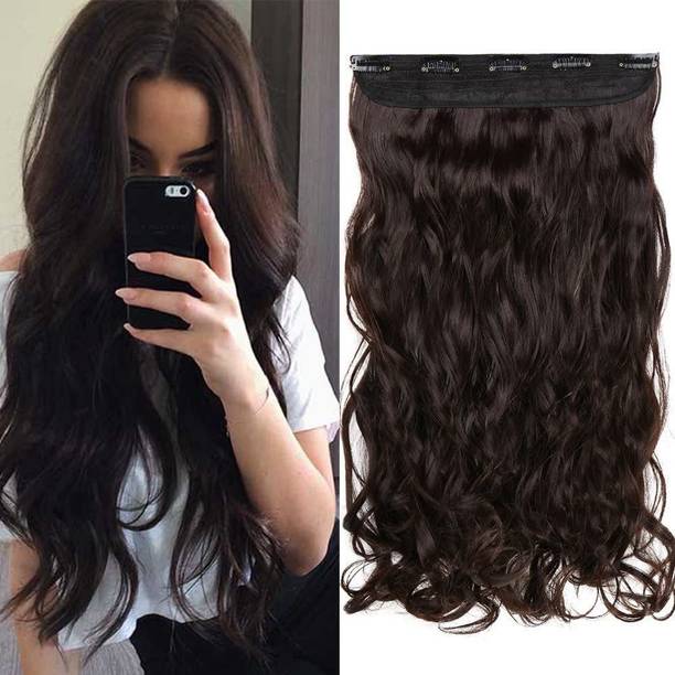 Hymaa Women's Natural Brown Curly/Wavy  Extensions (Natural Black)New_202 Hair Extension