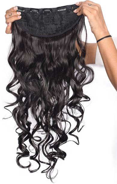 El Cabell Wavy / Curly 5 Clip Brown Synthetic Extension For Women And Girls Hair Extension