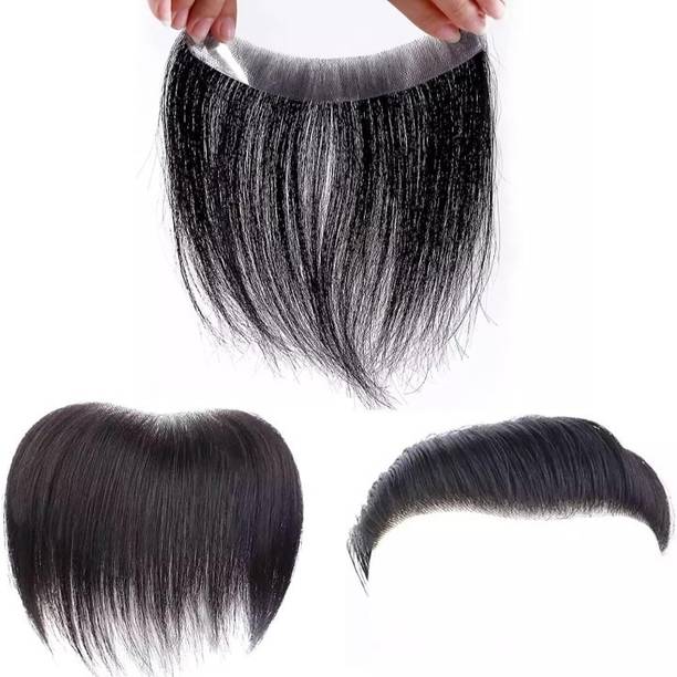 DreamExim Men's Frontal line 6" Toupee 100% Human  Piece V-Shape Topper piece Hair Extension