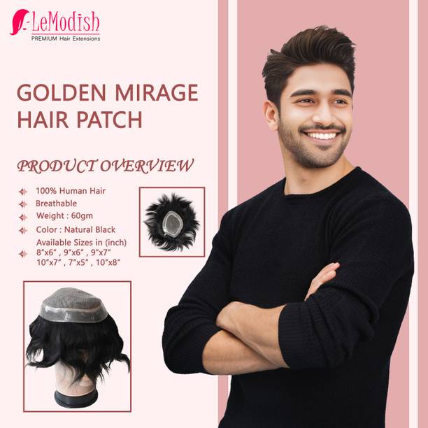 LeModish Golden Mirage (9X6)  Patch / Toupee Wig For Men 100% Human Hair Extension
