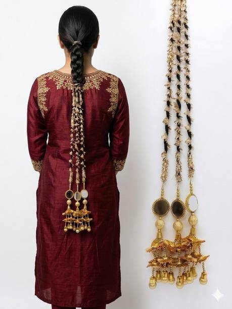 Crazy Hair Hand Made Mirror & moti Heavy Desgin Bridal Paranda | Choti Hair Accessory Set