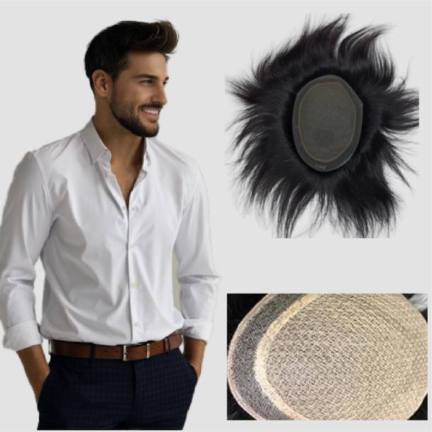 Lebene Golden Miraj Black Men’s  Patch | Skin Base | Comfortable Premium  Hair Extension