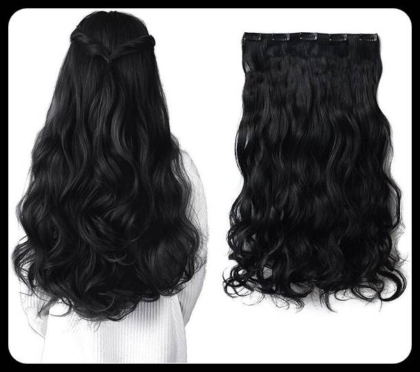 Crazy Hair A Women's Natural 5 Clip in Wavy/Curly Extension_pack of 2 Hair Extension