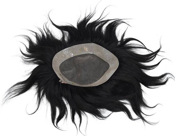 A H S 7x5 Size Monofilament hair Patch Natural Human hair piece Toupee wig for Men Hair Extension