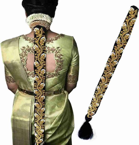 SAJIRI Women hair extension maggam embroidery aari workfor wedding bridal hairstyles Hair Extension