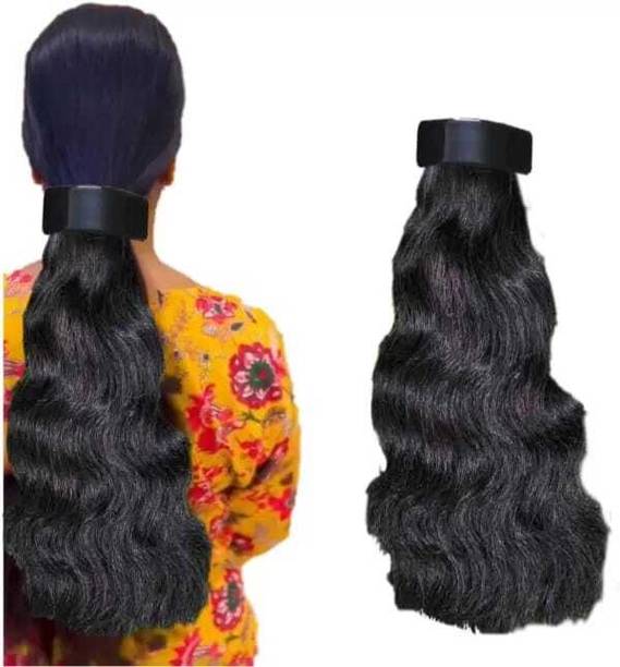 NANDITA Women black 1 Barrette clip in wavy/curly hair wig Hair Extension