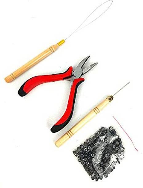 Blushia  Extensions Pliers with Wooden Pulling Hook Set For Silicone Micro Ring Hair Extension